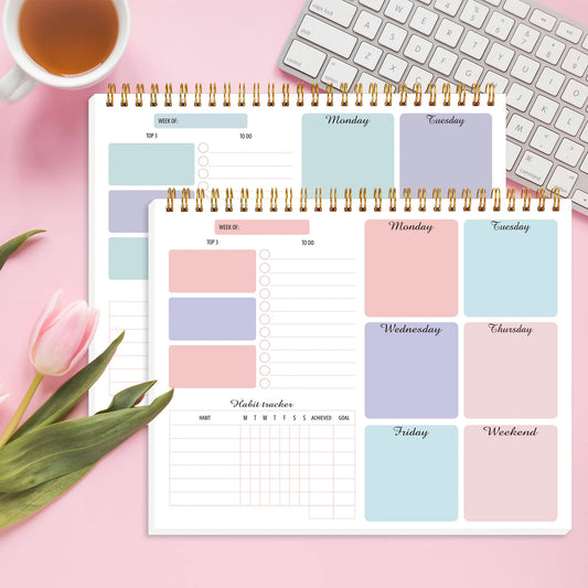 Weekly Planner Notepad - Spiral Daily Schedule To Do List Notepad Planner