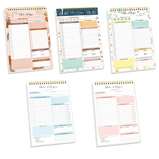 52 Daily Planner Sheets 6.5x10in Spring-Bound Notepad