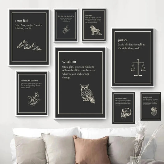 Motivational Stoicism Courage Justice Wisdom Stoic Virtue Poster