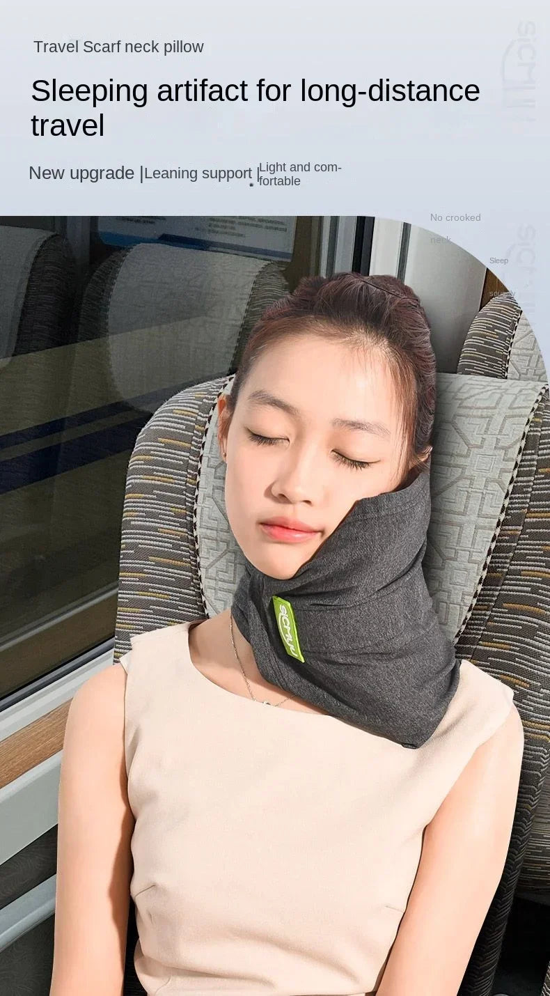 Memory Foam Travel Pillow Neck Support Cushion with Washable Cover for Plane Train and Car  Pillows for Sleeping