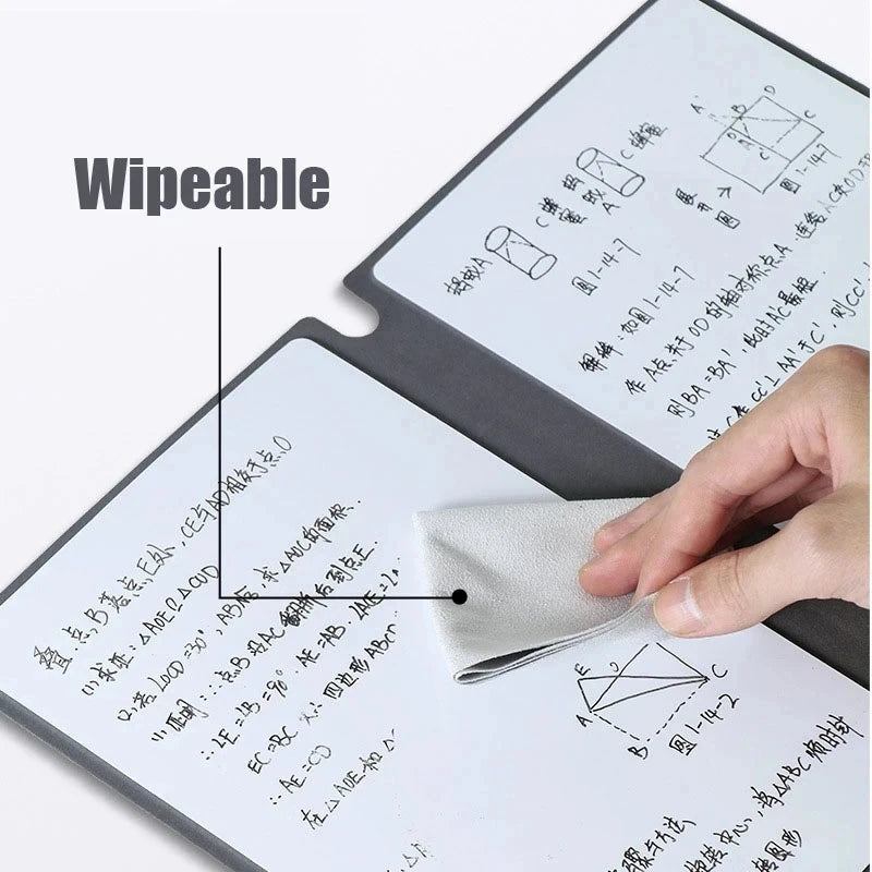 A5 Reusable Whiteboard Notebook Memo Book, Whiteboard Pen & Erasing Cloth