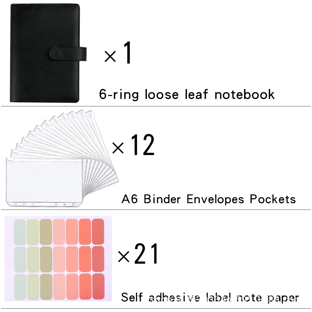 A5 or A6 Cash Budget Binder Planner With 12 Pocket Cash Envelopes