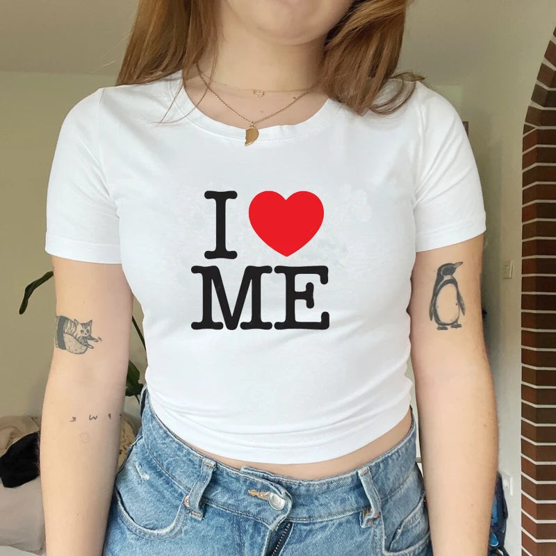 I Love Heart Me Crop Top T-shirt