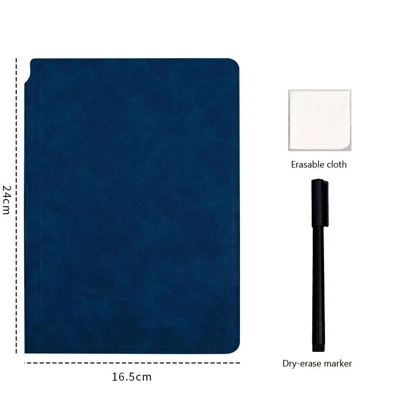 A5 Reusable Whiteboard Notebook Memo Book, Whiteboard Pen & Erasing Cloth