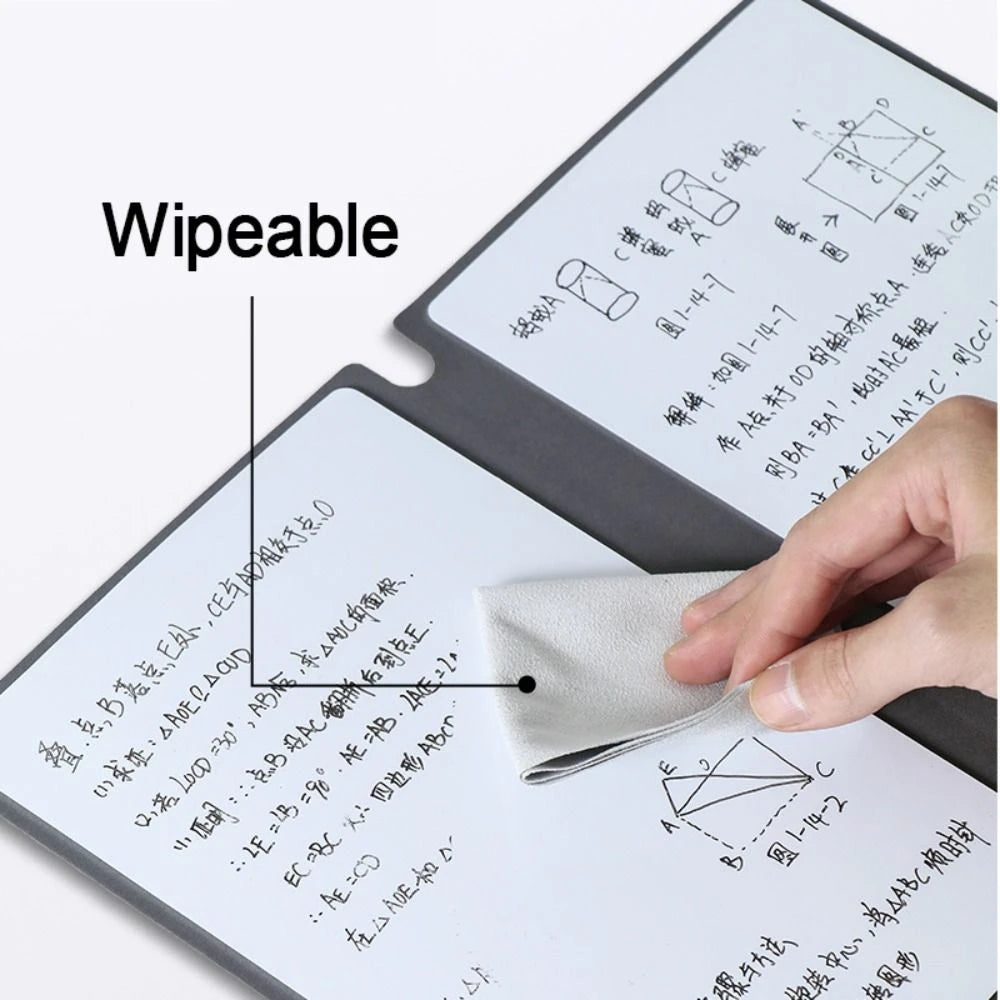 A5 Reusable Whiteboard Notebook Memo Book, Whiteboard Pen & Erasing Cloth