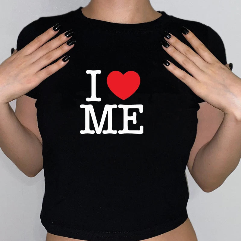 I Love Heart Me Crop Top T-shirt