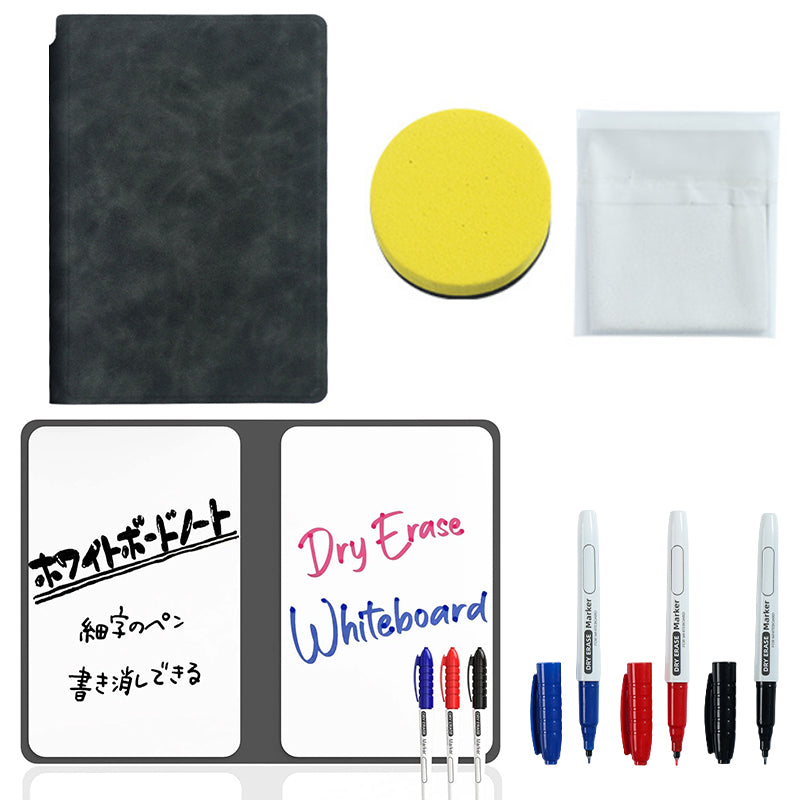 A5 Reusable Whiteboard Notebook Memo Book, Whiteboard Pen & Erasing Cloth