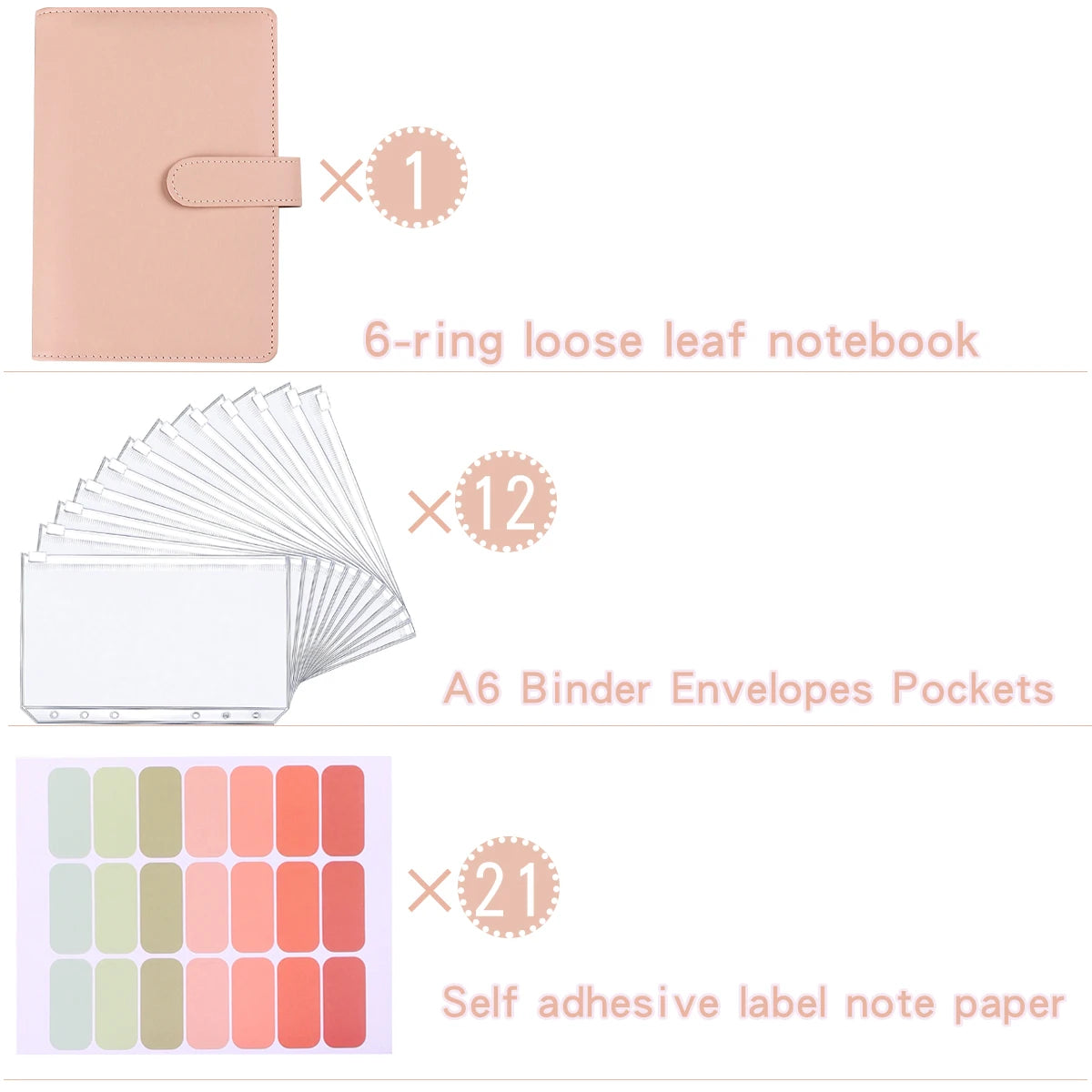 A5 or A6 Cash Budget Binder Planner With 12 Pocket Cash Envelopes