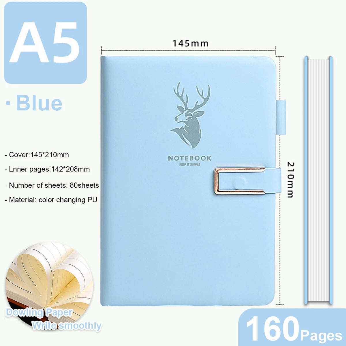 A5 Retro Notebook Journal Soft Leather Cover 160/360 Pages