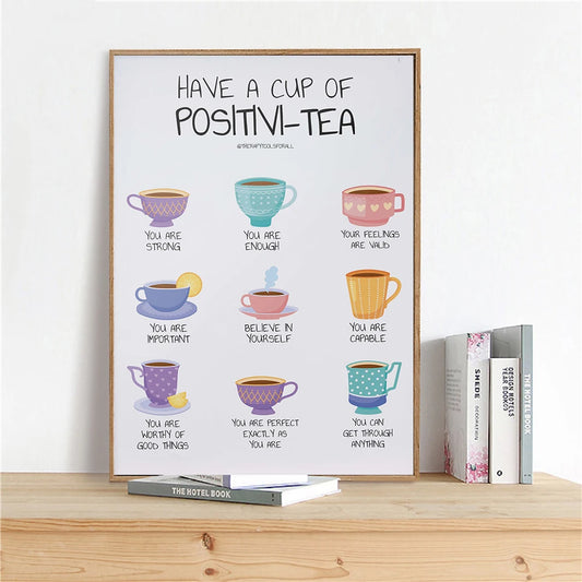 Have A Cup Of Positivi Tea Affirmations Canvas Poster